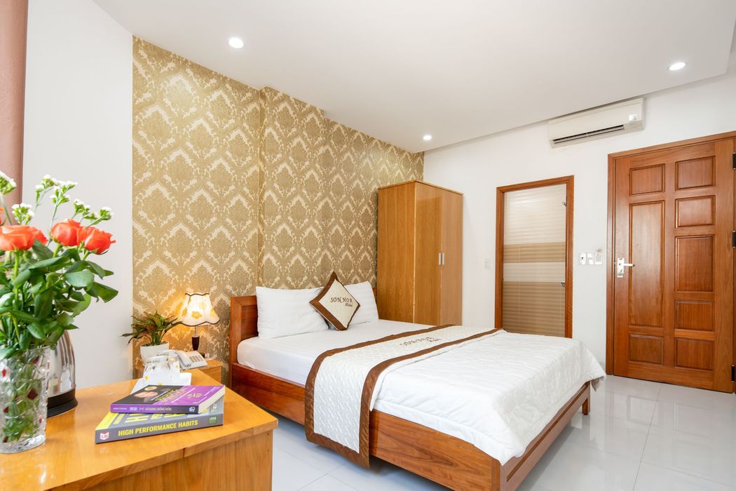 Giường ngủ tại Sơn Hoa Motel